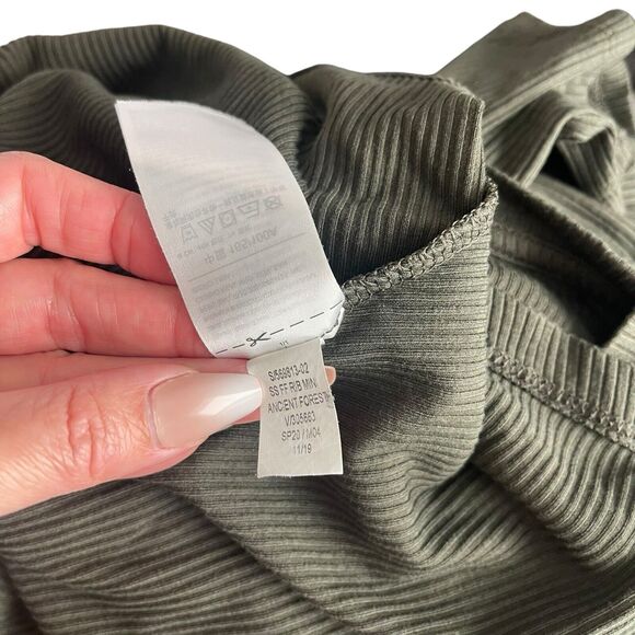 Old Navy Large Fit & Flare Dress Rib Mini Short Sleeve Dark Green Stretch - Picture 4 of 8